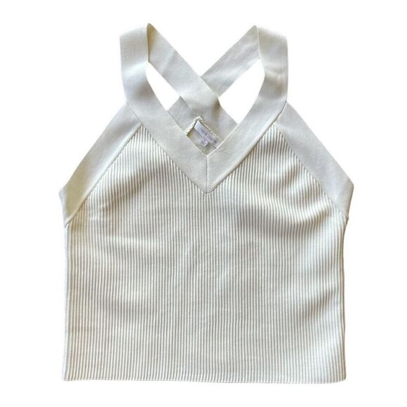 Favorite Daughter Ivory Cross Back Ribbed Tank Top NWT Size Extra Large - Picture 2 of 6
